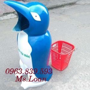 Thùng rác chim cánh cụt nhựa Composite để công viên, trường học./ 0963.839.593